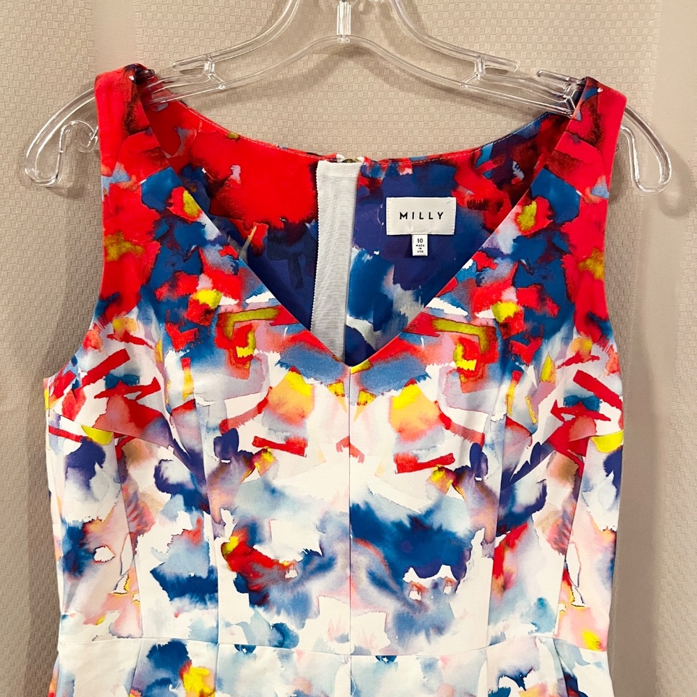 Milly Multi Primary Color Print Fitted Sheath Dre… - image 3